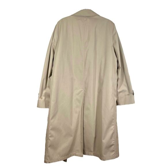 London Fog Towne Men’s Vintage Retro Classic Trench Coat Lined Tan Size 44R - Picture 2 of 12